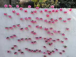 Decoración india, cuerdas de flores artificiales, guirnalda de flores Toran, rosa, flor artificial, cadena de decoración de boda india - Product Image 3