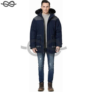 Manteau parka d'hiver épais et long pour hommes, veste chaude avec col montant et capuche coupe-vent pour temps froid - Product Image 6
