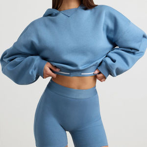 À la mode femmes à capuche et ensemble court décontracté été tenue deux pièces mode survêtement vêtements de détente élégant Activewear Co Ord ensemble - Product Image 5