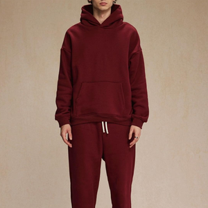 เสื้อฮู้ดผู้ชายแบบดิจิทัลทรงบ็อกซี่ฟิตเนส400 GSM สีเรียบๆฤดูหนาว - Product Image 3