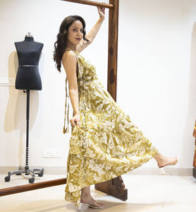 Trendy Women Rayon Printed Plunge Neck Dress Summer <b>Spaghetti</b> <b>Long</b> Maxi Sleeveless Dress for Women Perfect for Beach & Vacation - Product Image 3