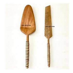 Juego de postres con mango de mimbre y madera creativa de moda 2024, servidor de postres de Pizza para el hogar, la Oficina y las fiestas de Navidad - Product Image 6