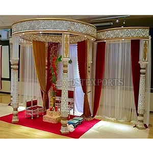 Mariage indien Mandap avec cadre de toile de fond ovale prix de gros taille personnalisée décoration de mariage configuration chaises Mandapam traditionnelles - Product Image 4