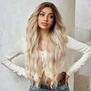 Peluca frontal de encaje DWY de 28 pulgadas, color marrón para ombre, con cabello virgen 100% humano, onda corporal, modelo de 32 pulgadas de longitud estirada para mujer - Product Image 2