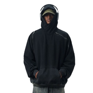 Logo personnalisé 500 GSM Hip Hop Style hommes pull à capuche noir coupe coudre goutte épaule chaud pour l'hiver 2025 - Product Image 1