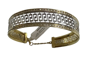 Bracelet de Manchette Style Grec en Or Blanc Jaune Massif 10 k pour Femme 17mm Bijoux Vintage en Alliage d'Or 10 Carats Mariages - Product Image 5