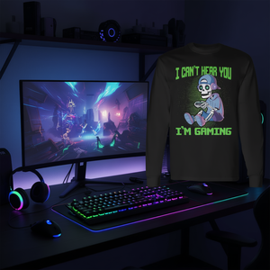 Camiseta de Manga Larga con Gráfico de Esqueleto Gamer, Ropa Promocional con Temática de Videojuegos - Product Image 3