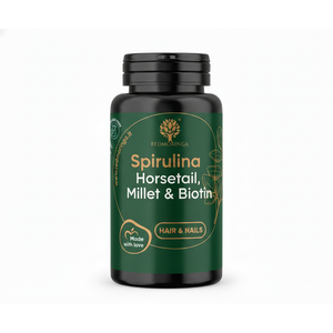 RedMoringa Spirulina Horsetail Millet 60 Capsules Biotine Tonique pour la repousse des cheveux avec étiquette privée OEM Fabriqué en Italie - Product Image 1