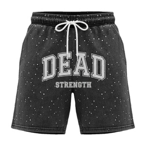Hip Hop Hombres Unisex Personalizado Terry Algodón Sunfaded Desgastado Ácido Lavado Alta Calidad Transpirable Ecológico Pantalones Cortos de Secado Rápido - Product Image 5