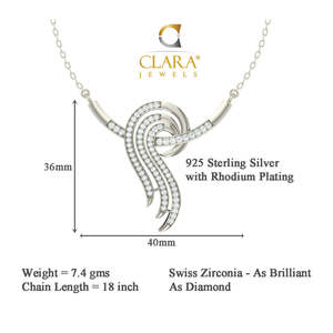 Ensemble de bijoux fins CLARA en argent sterling 925 plaqué rhodium, pendentif Zoe, boucles d'oreilles, collier avec chaîne, cadeau pour femmes et filles - Product Image 3