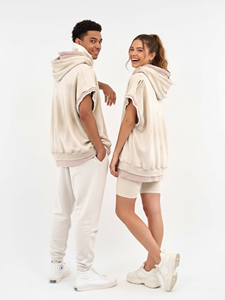 Personnalisé Vintage Distressed Double Couche Fermeture Éclair À Capuche Manches Courtes Surdimensionné Pull Streetwear Hoodies pour Hommes et Femmes - Product Image 5