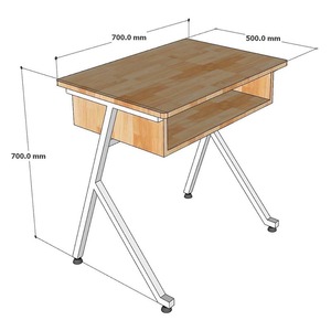 Single Natural Wood <b>Study</b> <b>Desk</b> with Drawers Iron Legs School Furniture-PSD033 - Product Image 5