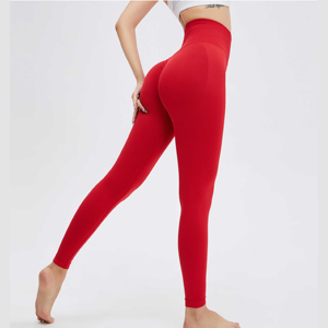 Leggings de sport sans couture taille haute, fermeture élastique à la taille, nouveau modèle populaire, contrôle du ventre, effet push-up, yoga, entraînement, motif uni - Product Image 6
