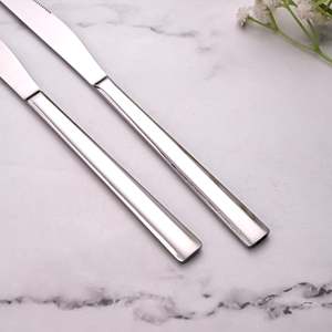 Ensemble de 2 couteaux de cuisine lisses de style chinois, couteaux de chef en métal pour découper et trancher, avec manches en bois pour couper la viande - Product Image 2