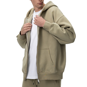Customized Zip <b>Hoodie</b> Fleece Designer Baggy Green <b>Plain</b> <b>Grey</b> Cotton Black Streetwear Heavyweight Blank Oversized Zip up <b>Hoodie</b> - Product Image 1
