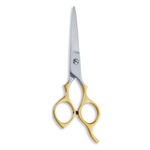 Ciseaux de coiffeur à manche doré Ciseaux de salon en acier inoxydable à lame droite et tranchante avec repose-doigt fixe - Product Image 6