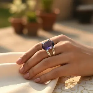 Anillo de Plata 925 con Amatista, Joyería Fina para Mujer, Conjunto de Joyería con Piedras Preciosas - Product Image 3