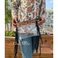 Tas Selempang Transparan Desain Baru Bergaya dengan Ukiran Kulit, Dompet Kulit Berkapasitas Besar dengan Ritsleting