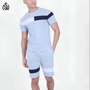Conjunto de Camiseta y Pantalones Cortos Deportivos de Algodón Liso con Logotipo Personalizado para Hombre, Talla Grande, Verano - Product Image 1