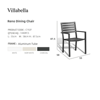 Chaise de salle à manger d'extérieur moderne empilable en aluminium, revêtement poudré, mobilier de patio en métal, fauteuil de bistrot, chaises de jardin commerciales
