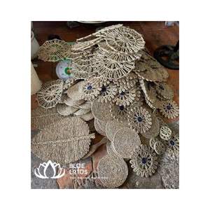 Medium Seagrass Leaf Shaped <b>Table</b> Placemats/ Custom Straw <b>Mat</b> for Home Textiles Furniture <b>Blue</b> Lotus Farm Home Sky Pham - Product Image 6
