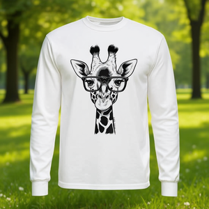 Cool Summer Animal Lover Long Sleeve <b>T</b>-<b>Shirt</b> <b>with</b> Cute <b>Giraffe</b> Graphic Casual and Promotional - Product Image 3