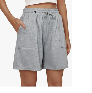 Short de survêtement en coton coupe skinny pour femme Short de salon de course athlétique d'été décontracté avec cordon de serrage à la taille et aux poches - Product Image 1