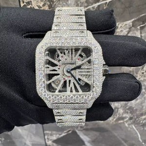 นาฬิกาสไตล์ฮิปฮอปประดับ VVS1โมอิสเพชรสีขาวเต็มรูปแบบขนาด41มม. พร้อมด้วยหน้าปัดโชว์กรอบเย็น - Product Image 1