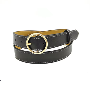 Ceinture en cuir PU pour femme 2026 avec boucle ronde dorée tendance pour jeans, en alliage, qualité supérieure, ceintures en cuir véritable - Product Image 4