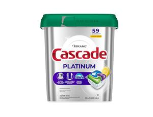 Cascade Platinum Dishwasher Pods, Dishwasher Detergent, Dish Detergent <b>Soap</b>, <b>Lemon</b>, 59 Count - Product Image 1