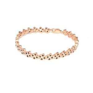925 Sterling <b>Silver</b> Fine <b>Charm</b> <b>Bracelet</b> with Pink and Black Stones Waterway Design - Product Image 2