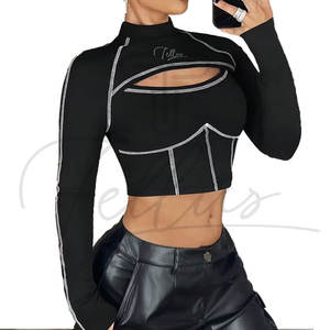 Débardeurs pour femmes de haute qualité en gros, tricotés, courts, logo personnalisé, col rond, yoga, slim - Product Image 3