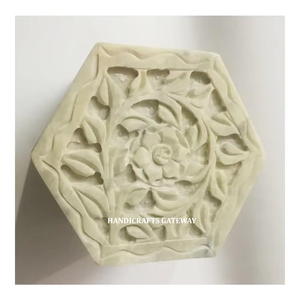 Boîte à bijoux en pierre de savon de qualité supérieure, de forme hexagonale, avec gravure de motifs floraux, pour offrir en cadeau - Product Image 1
