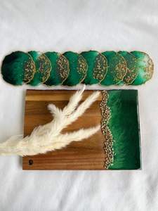 PLANCHE À DÉCOUPER EN RÉSINE EPOXY EN BOIS DE TECK PERSONNALISÉ CUISINE FAIT À LA MAIN Planche À Découper En Résine Ocean River pour Servir La Nourriture - Product Image 2