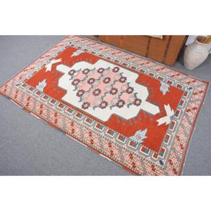 Vintage <b>Runner</b> Rug, 0.3x6.1 ft Turkish Rug, <b>Red</b> Polka dot Wool Rug - Product Image 4