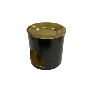 Quemador de incienso de metal negro hecho a mano, soporte de incienso árabe con envoltura de hilo beige para uso aromático - Product Image 1