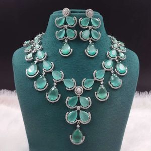 Fashionable <b>Silver</b> Tone American Diamond <b>Necklace</b> Sparkling CZ Zircon <b>Necklace</b> <b>Set</b> for Women Perfect For Parties Gift <b>And</b> Wear - Product Image 2