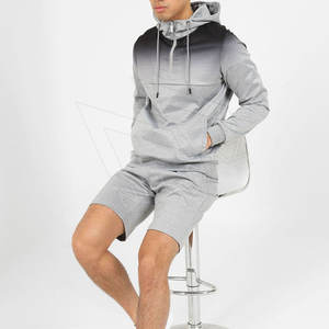 Conjunto de pantalones cortos con capucha de lavado de 2 piezas personalizados de alta calidad para hombres, conjunto de pantalones cortos con capucha, conjunto de Sudadera corta en blanco - Product Image 3