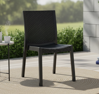 Chaise de salle à manger empilable sans accoudoirs en rotin, résistante aux intempéries, couleur taupe, de qualité supérieure, pour l'extérieur et le salon, vente en gros
