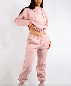 Conjunto de 2 Piezas para Mujer, Talla Grande, Informal, Otoño Invierno, Sólido, Bordado, Transpirable, Top Largo Regular con Capucha y Pantalones de Terciopelo - Product Image 1