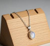 Achetez un pendentif en argent sterling 925 plaqué or 18 carats avec serti clos, chaîne délicate, pierre de lune naturelle bohème, cristal de guérison, tendance