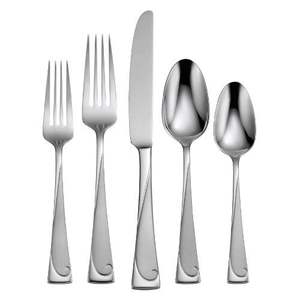 Ensemble de couverts de conception indienne de 5 pièces en acier inoxydable argenté, ensemble de couverts modernes et élégants pour les restaurants et les maisons - Product Image 5