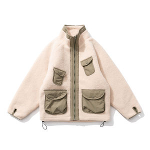 Wholesale Custom Solid Color Zipper Wholesale Embroidery <b>Sherpa</b> Winter Coat Polar <b>Fleece</b> Jacket Street Jackets for <b>Men</b> - Product Image 5