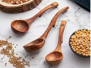 GEM MEILLEUR PRIX Cuillère en bois naturel Blue Lotus 2025, ustensile de cuisine écologique pour la cuisson quotidienne - Product Image 4