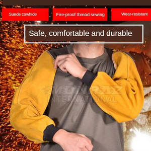 Mangas de brazo de soldadura de cuero de vaca dividido resistente con manguito de seguridad transpirable antideslizante personalizable para protección contra chispas de calor - Product Image 2