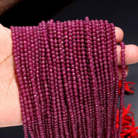Perles rondes à facettes rubis naturel de qualité AAA 3mm fabrication de bijoux brins de pierres précieuses en gros-fournisseur de rubis rouge 13 pouces