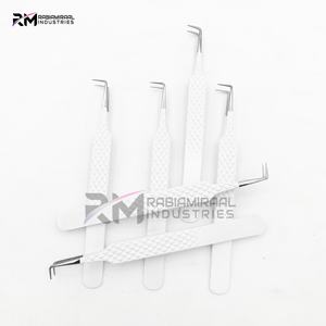 Pinzas para Pestañas de Acero Inoxidable de Alta Precisión RMI con Punta Plateada Falsa y Juego de Pinzas con Recubrimiento de Polvo Blanco - Product Image 6