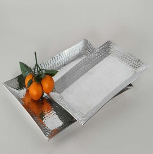 Attrayant rectangulaire en aluminium métal en or et argent finition forme Table basse 100% alimentaire 4 pièces Diwali en prix de gros - Product Image 3