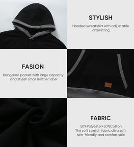 Sweat à capuche pour homme en molleton de coton, coupe droite, épaules tombantes, imprimé personnalisé, streetwear, chaud pour l'hiver, séchage rapide - Product Image 2