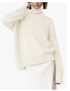 CUSTOM LOGO DIRECT FACTORY BANGLADESH NEW ARRIVAL TURTLENECK SWEATER CHUNKY <b>LONG</b> SLEEVE KNITTED PULLOVER HIGH LOW HEM TRENDY TOP - Product Image 3